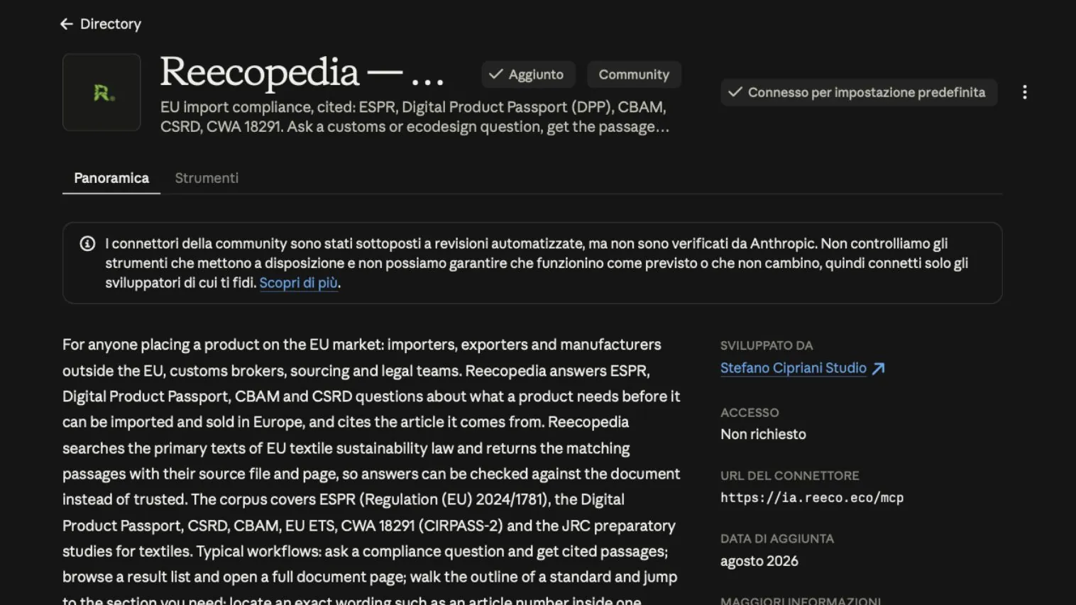 Το εργαλείο μας Reecopedia περιλαμβάνεται πλέον και στον κατάλογο Anthropic